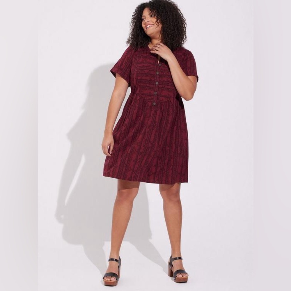 EUC Torrid Mini Rayon Slub Button Front Fit N Flare Dress Size 5X